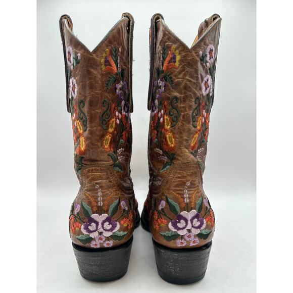Old Gringo Women's Jasmine Embroidered Flower Brown Leather Western Boot - Picture 7 of 14